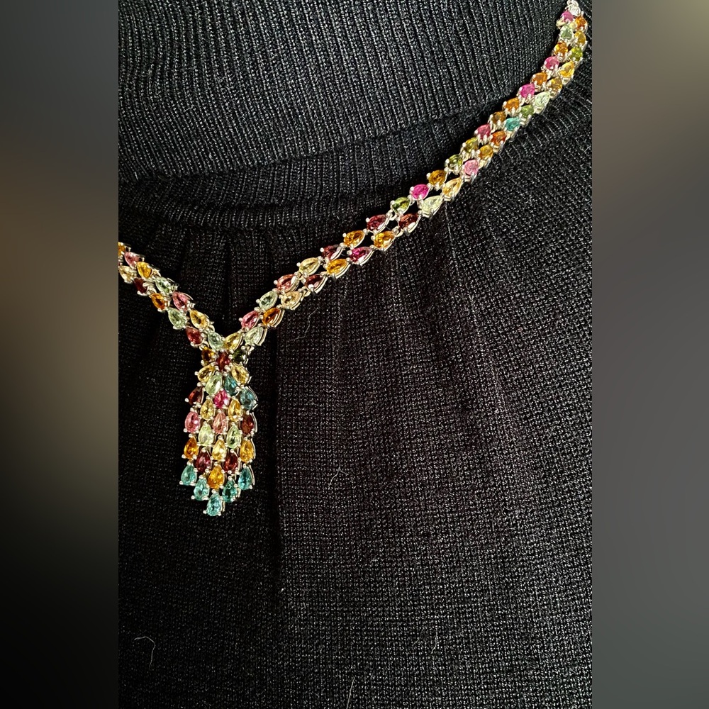 AAA Multi-Tourmaline,Necklace Platinum Over Sterling Silver, 18 Inches 19.20 CWT - Picture 11 of 16